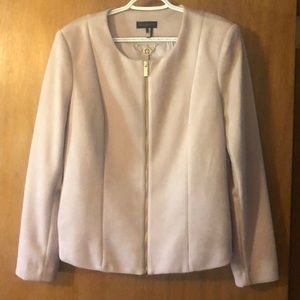 Donna Karan pale lavender suede jacket w/ gold-tone zipper. Perfect condition.